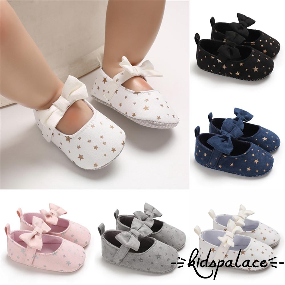 ➤♕❀❤Nóng Tập Đi Bé Gái Cũi Giày Sơ Sinh Cho Bé Nơ Đế Mềm Prewalker Giày Thể Thao