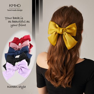 KMHO Kẹp tóc nơ lớn bằng lụa Satin thời trang cho nữ kẹp tóc phụ kiện tóc trang sức hàn quốc