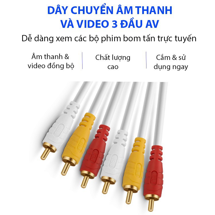 [Bán chạy nhất] Dây tín hiệu âm thanh 6 đầu bông sen (AV/RCA) JSJ 6431 dài 1.8m - 15m dây đúc liền mạch và co giãn tốt, 