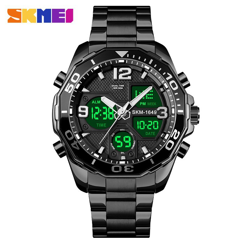 SKMEI 1649 Fashion Men's Watch Digital Sports Chronograph Waterproof Stainless Steel Strap