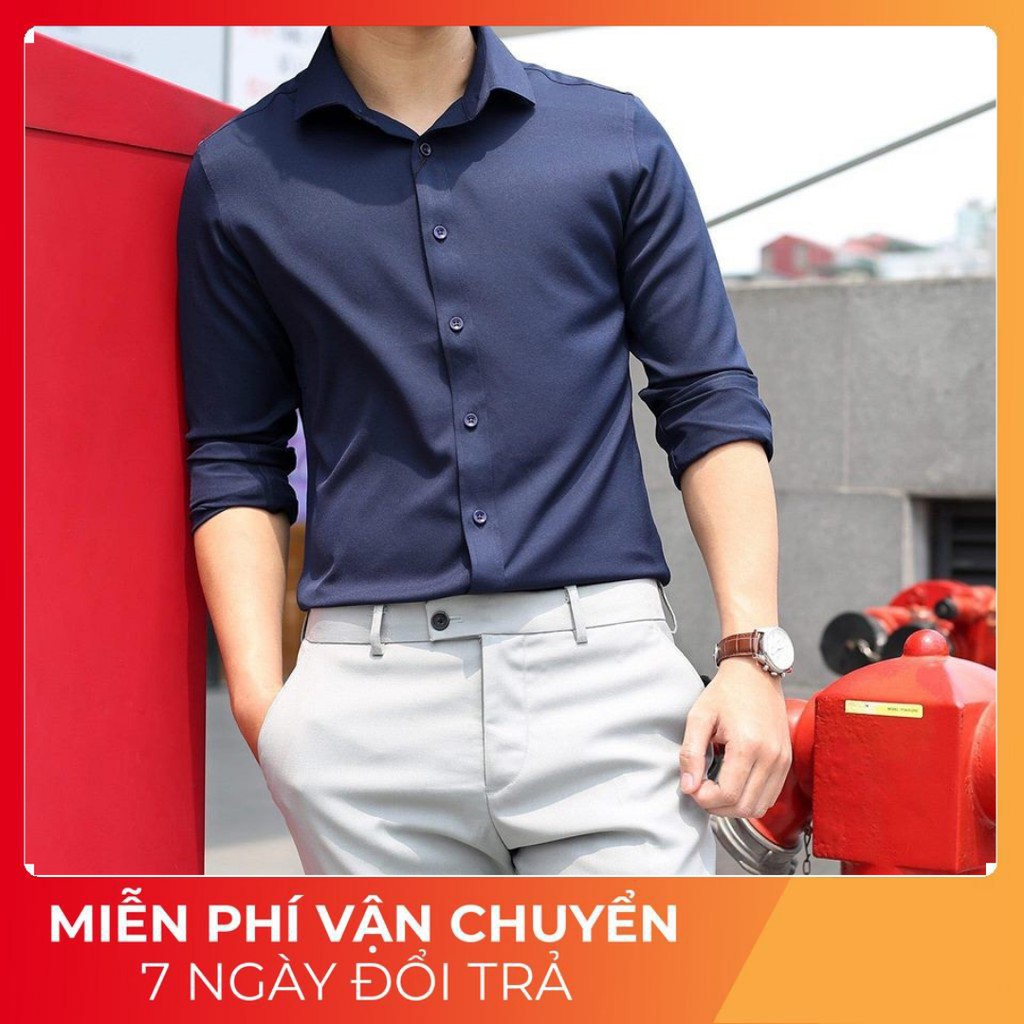 ÁO SƠ MI NAM ÁO CÔNG SỞ VẢI LỤA THỜI TRANG HÀN QUỐC CAO CẤP