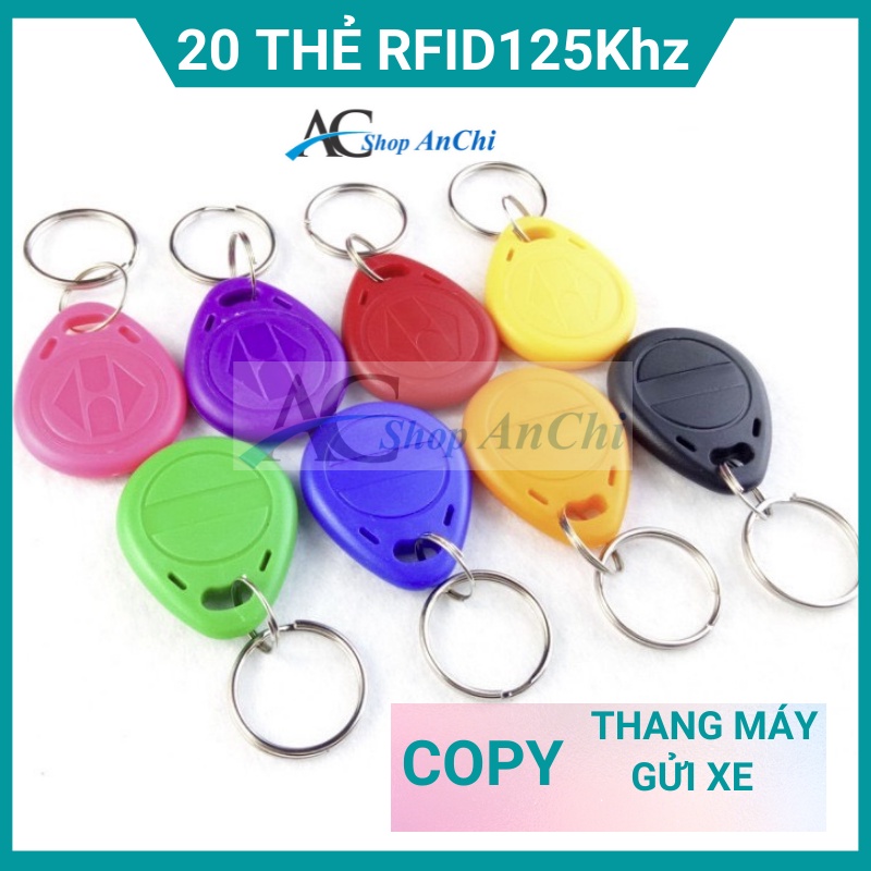 [SET 20 cái ] Thẻ RFID [ thẻ thang máy ] Thẻ từ tần số 125KHZ loại sao chép được từ thẻ khác, dạng móc khóa nhều màu sắc