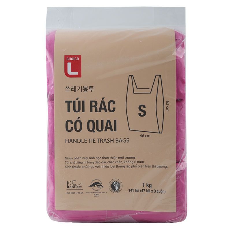 CL- Túi rác màu có quai 46 x 63cm 1kg (Giao màu ngẫu nhiên)