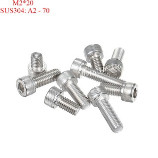 Bulong lục giác M2*20. DIN912, SUS 304 (100 cái)