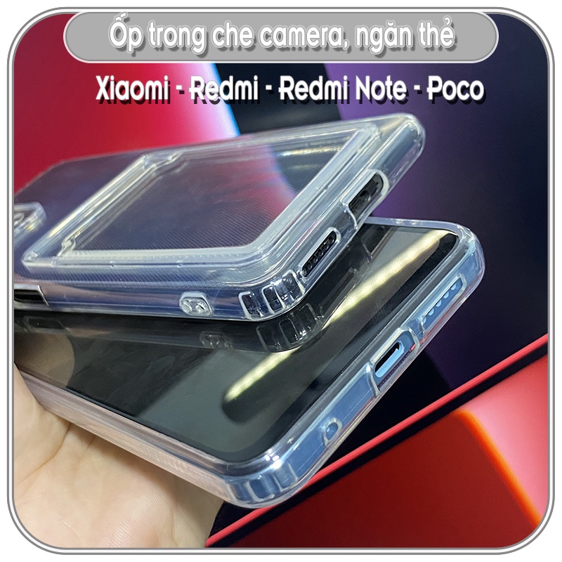 Ốp lưng trong che camera cho điện thoại Xiaomi - Mi - Redmi - Redmi Note - Poco, có ngăn để thẻ, hình