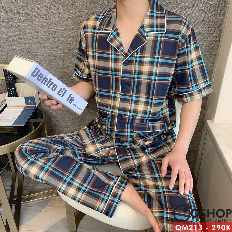 BỘ PIJAMA NAM THUN COTTON BỘ MẶC NHÀ MẶC NGỦ NAM QSHOP QM213