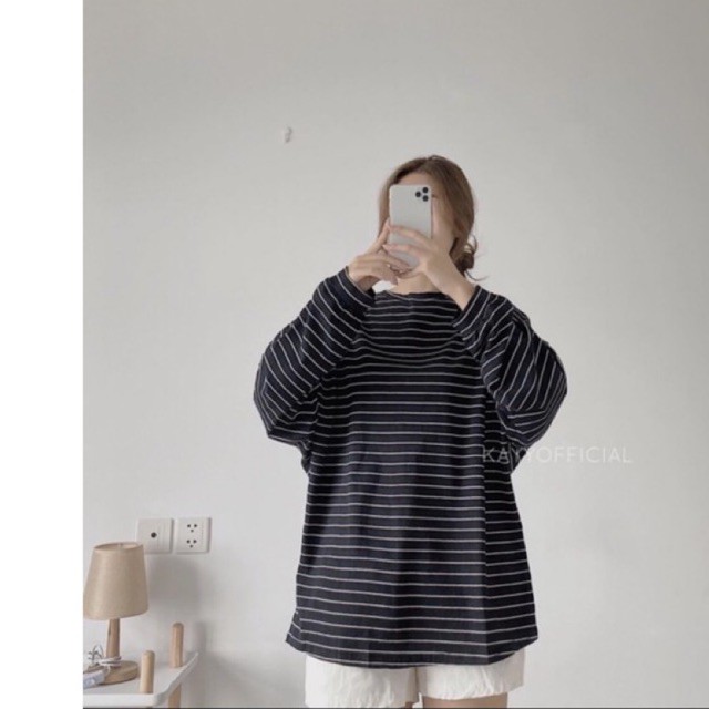 Áo thun nữ 🦋 kẻ ngang form thụng chất len tăm siêu bền mềm mịn mix kèm chân váy hay quần jeans