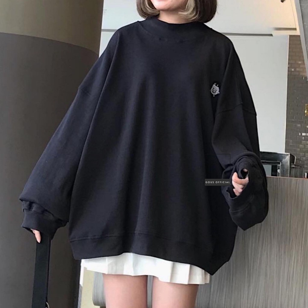 Áo Sweater Vải Sọc Gân Dày GOUS OFFICIAL Form Rộng Cổ Lọ NANASS Fhêu Hình Cô Gái Đáng Yêu Phong cách Dễ Thương- 1763