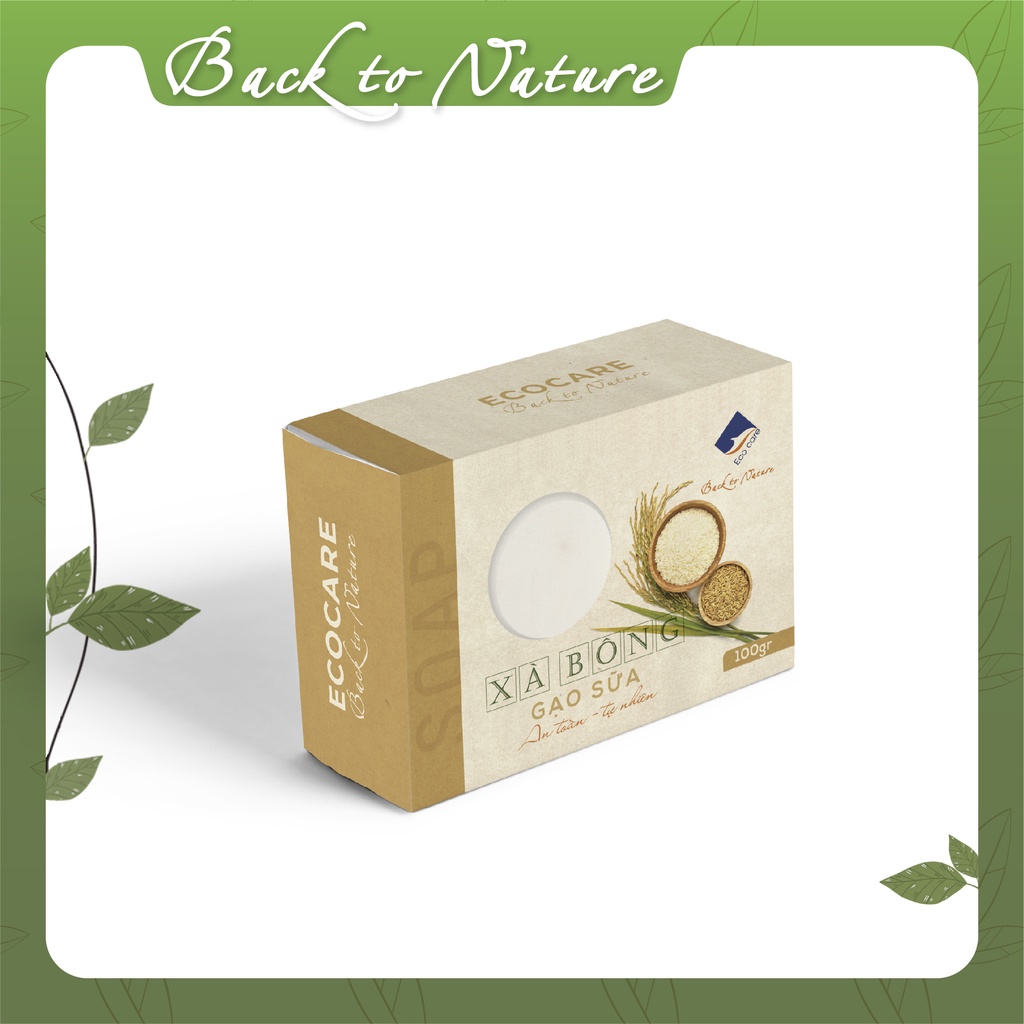  Xà bông thảo dược hữu cơ Ecocare 100g, xà bông gạo sữa 100% thành phần tự nhiên