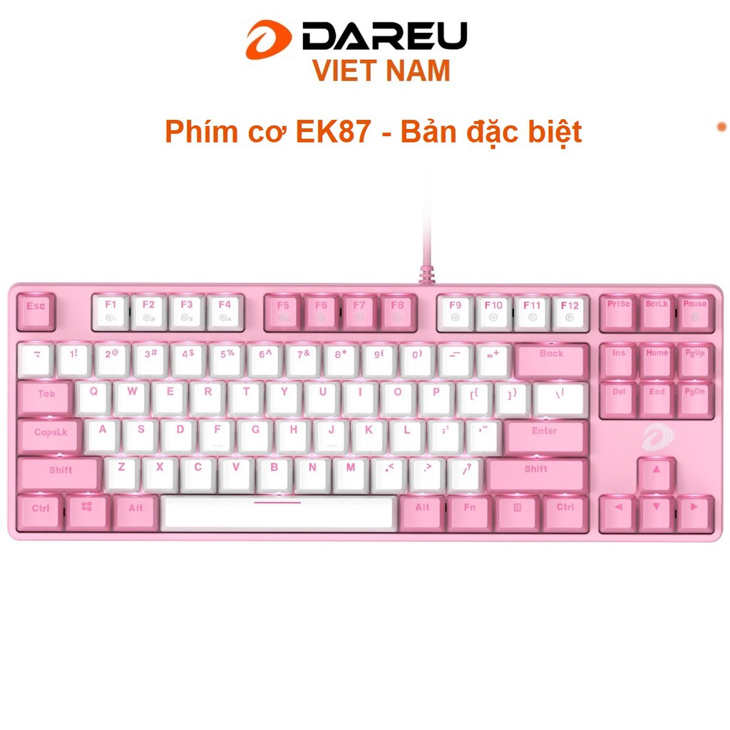 Bàn phím cơ Gaming DAREU EK87 Pink - Hồng (PINK-LED, Blue/ Brown/ Red D switch) | BigBuy360 - bigbuy360.vn