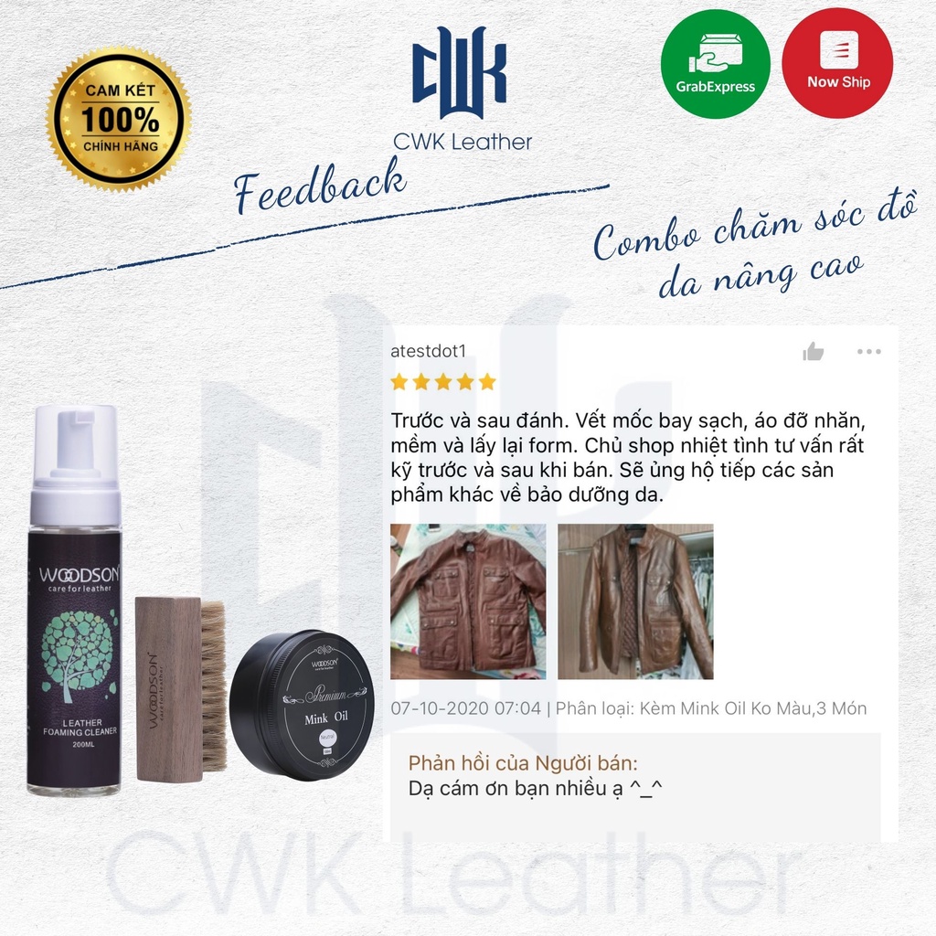 [Chính hãng] Bộ bảo dưỡng phục hồi đồ da (mink oil, bọt vệ sinh và bàn chải)