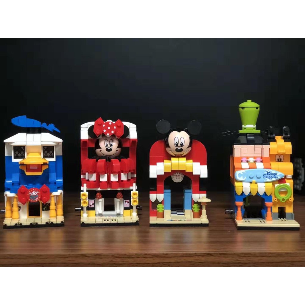 Đồ chơi Lắp ghép Mô hình Disney Cửa hàng trang sức Minnie Cửa hàng bãi biển Goofy Nhà trò chơi Mickey Donald Duck's Bar