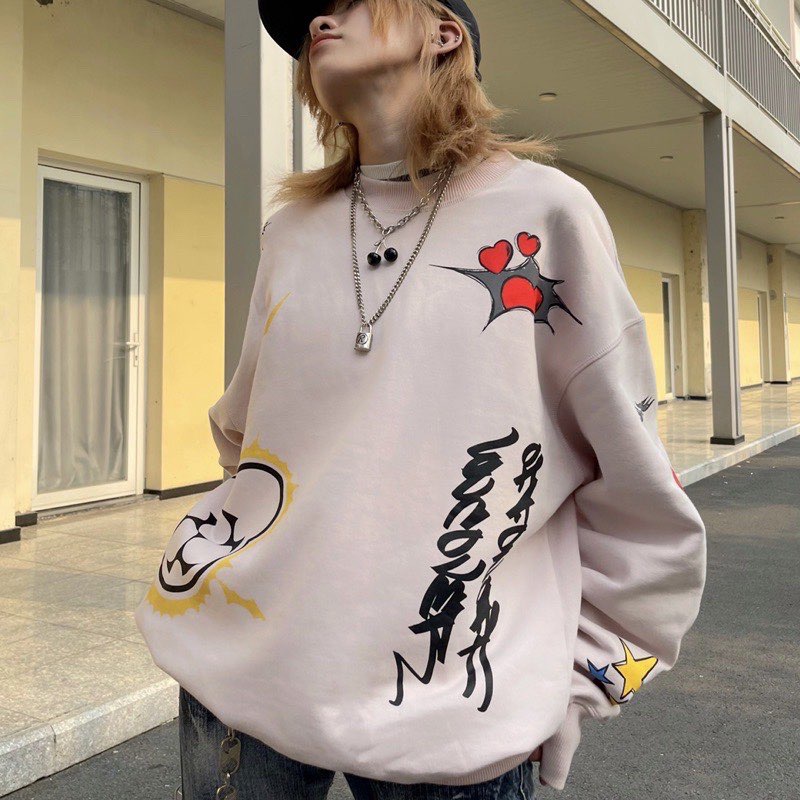Áo Sweater Collab Màu Hồng