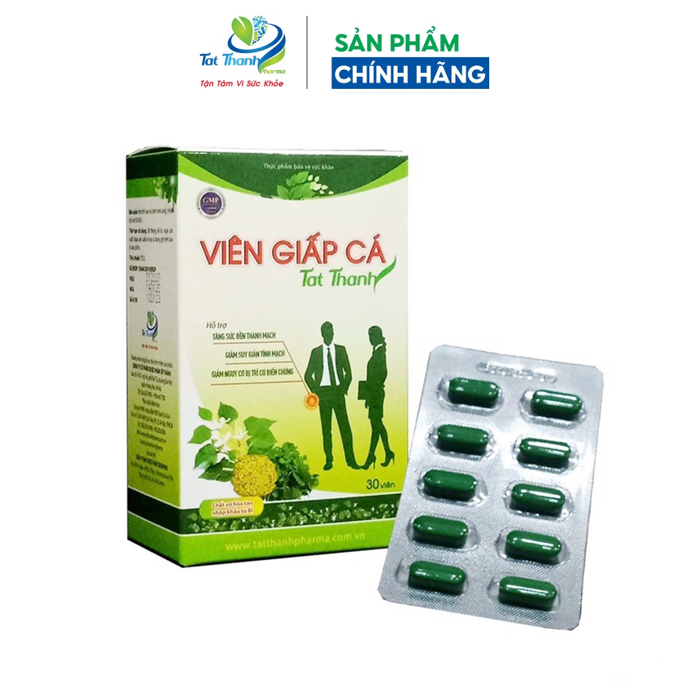 Viên Giấp cá Tất Thành Pharma ngừa trĩ hỗ trợ tiêu hóa hộp 30 viên