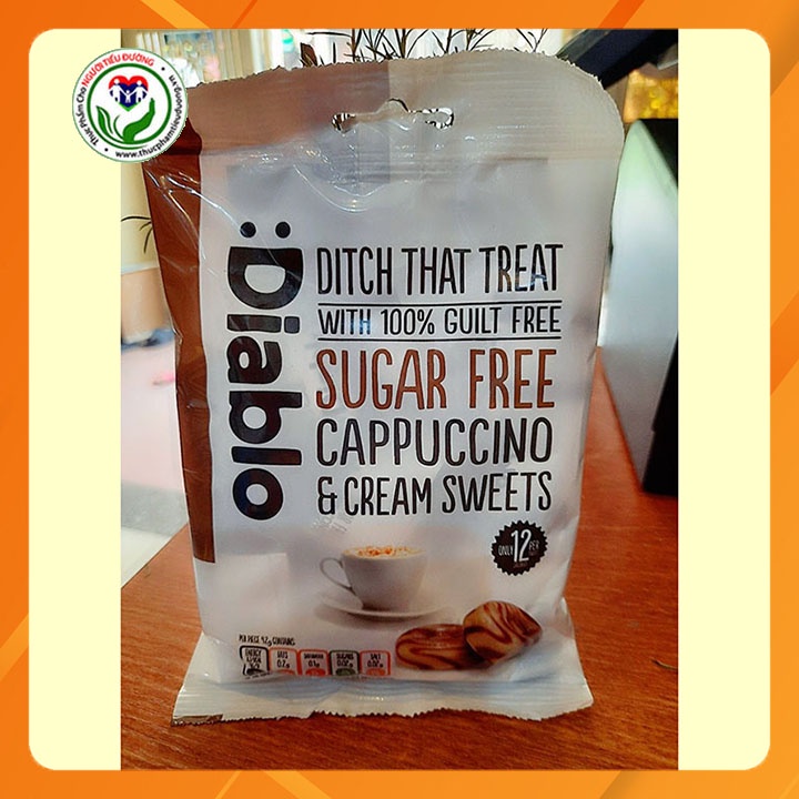Kẹo Diablo không đường Cappuccino kem túi 75g (dành cho người ăn kiêng, tiểu đường)