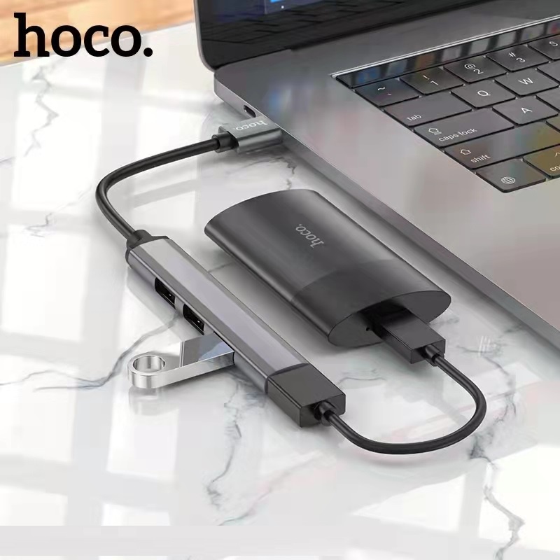 Hub 4in1 Hoco HB26 USB sang 4 cổng USB ( USB 3.0/ 3 USB 2.0) truyền dữ liệu tương thích Windows/Linux/Mac OS
