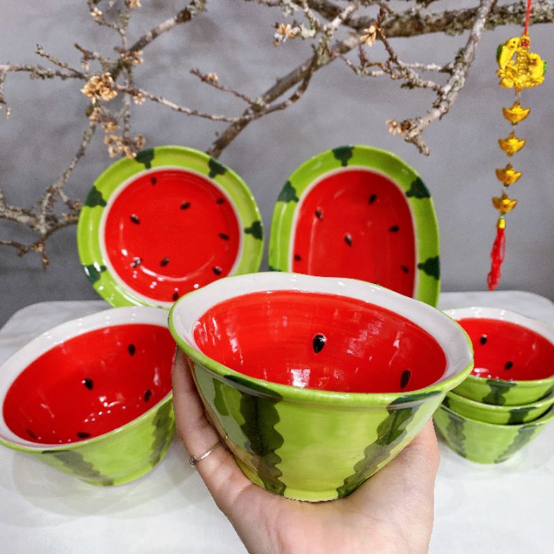 🍉Set bát đĩa dưa hấu kute tách lẻ🍉