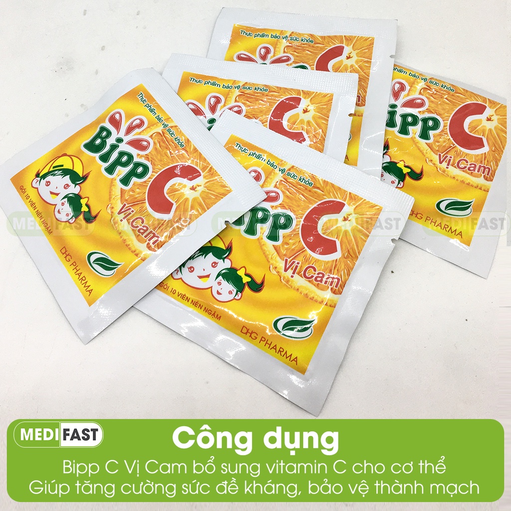 Kẹo ngậm vitamin C cho bé - Bipp C của Dược Hậu Giang  - Gói 10 viên ngậm