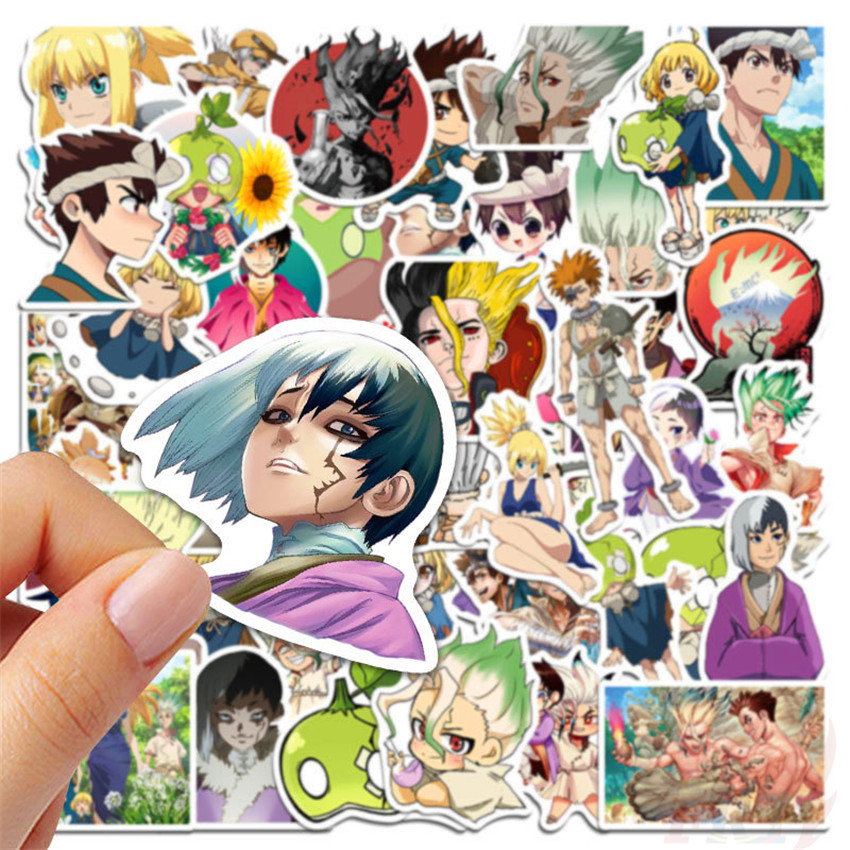 Bộ 50 miếng hình dán chống thấm nước họa tiết dr.stone anime ishigami senkuu chủ đề số 04