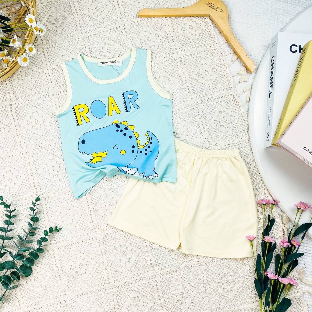 [Bé 19-32kg] Bộ ba lỗ in hình SIZE ĐẠI từ 19-32kg  Minky Mom mềm mịn mát cho bé trai bé gái