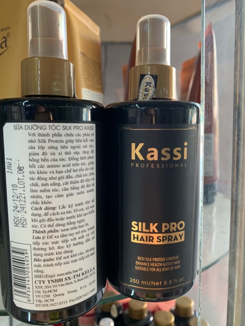 💗💝FREESHIP💙 Sữa / Xịt nước dưỡng tóc Kassi 250ml Silk Pro Hair Spay [chính hãng ] cấp ẩm, phục hồi tóc nát , bảo vệ tóc😘