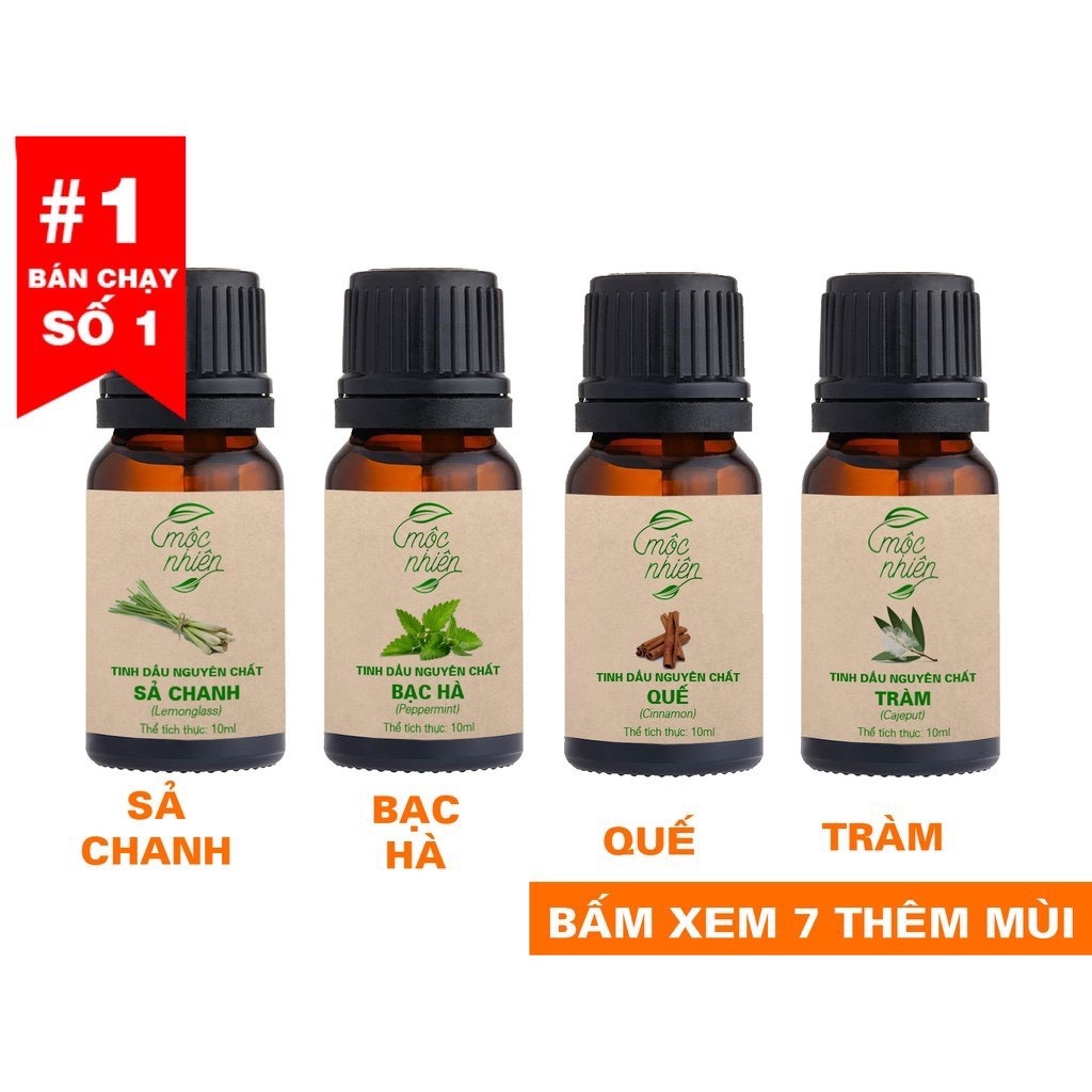 Tinh dầu Mộc Nhiên nguyên chất có kiểm định nhiều mùi 10ml, giúp thơm phòng,khử mùi, đuổi muỗi