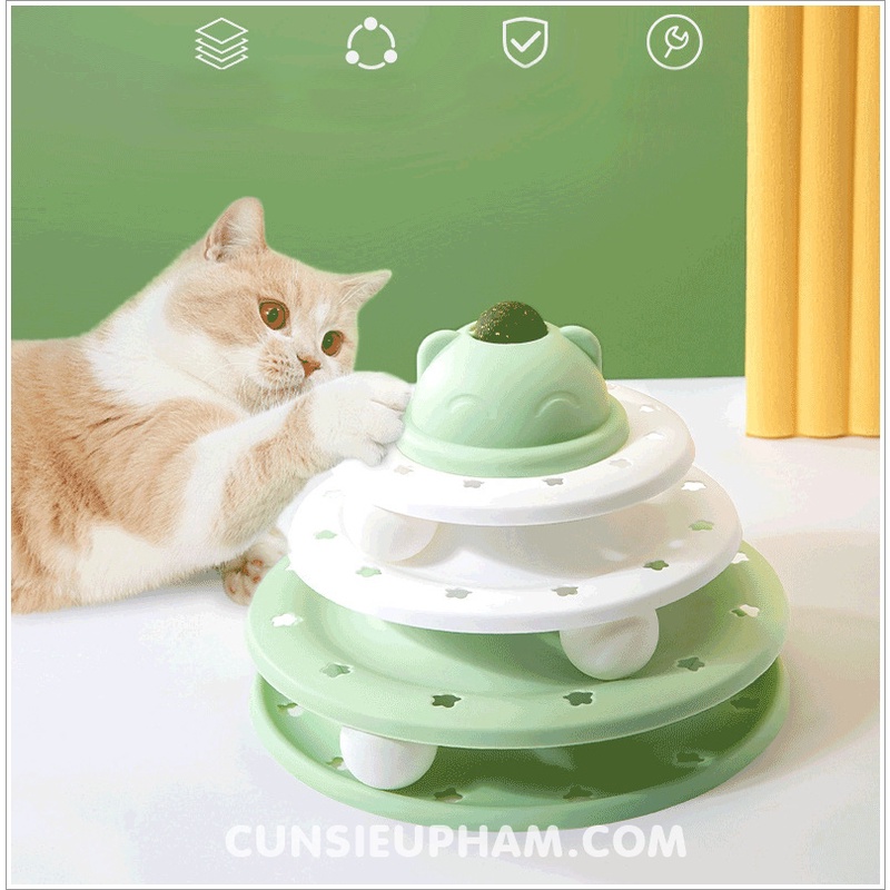 Tháp banh 3 tầng đồ chơi cho mèo kèm catnip