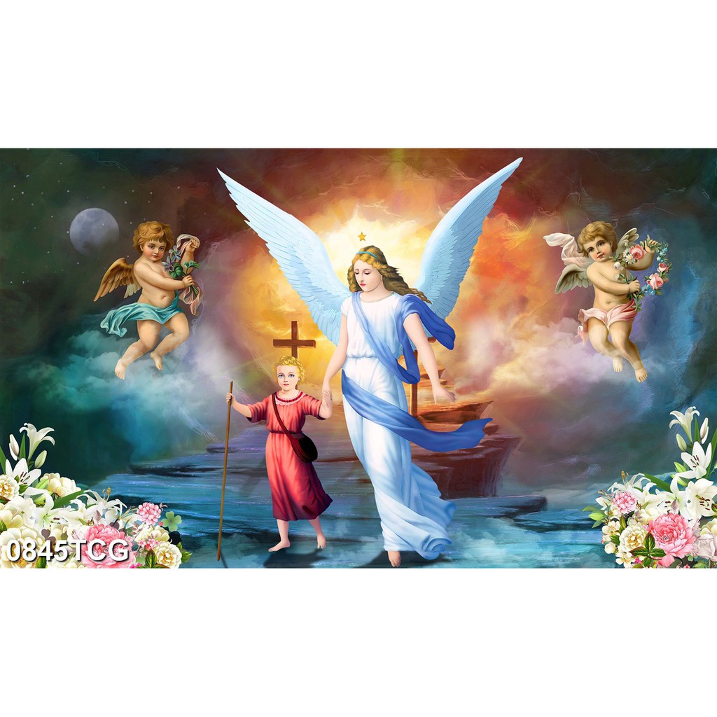 Tranh dán tường 3d hình Chúa Jesus, Hình Đức Mẹ Maria, Tiệc ly, Gia Đình Thánh Gia