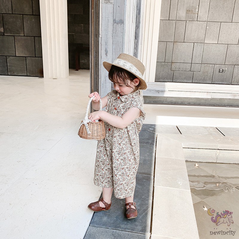 Áo liền quần không tay hoạ tiết hoa phong cách Hàn Quốc dành cho bé