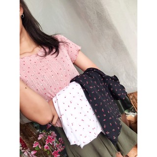 Áo thun cotton hoa nhí