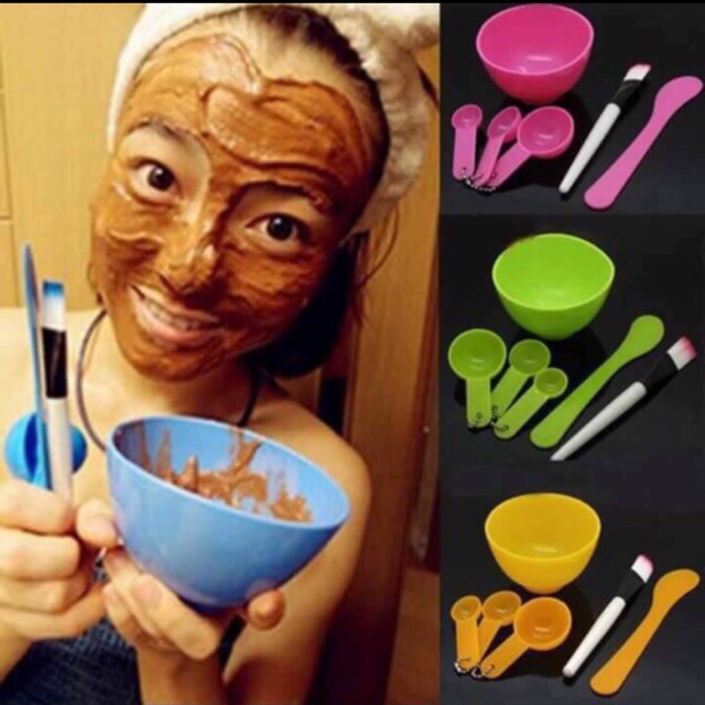 Bộ chén trộn mặt nạ - chén trộn mask, kem, mỹ phẩm bằng nhựa gồm 6 món dễ dàng sử dụng tại nhà