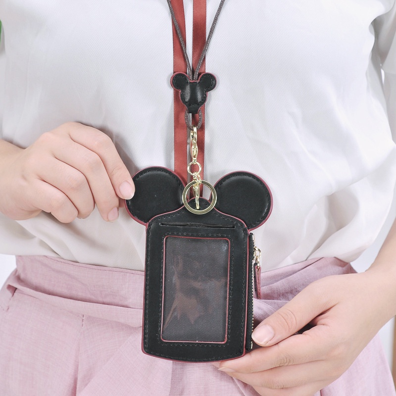 Bộ túi đựng thẻ có khóa kéo hình mickey cho học sinh, nhân viên