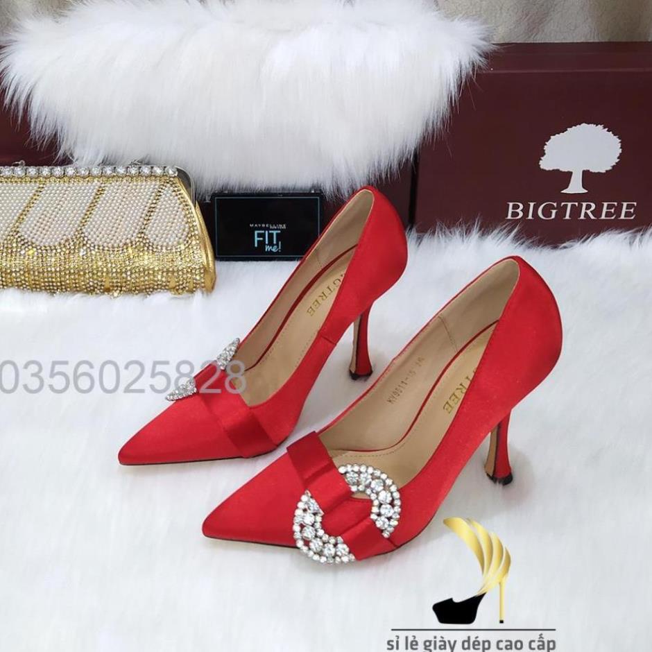 Giày cao gót BIGTREE đính đá vải satin bóng cao cấp( hàng order có sau 4-5 ngày) *^ ^ * 🙂