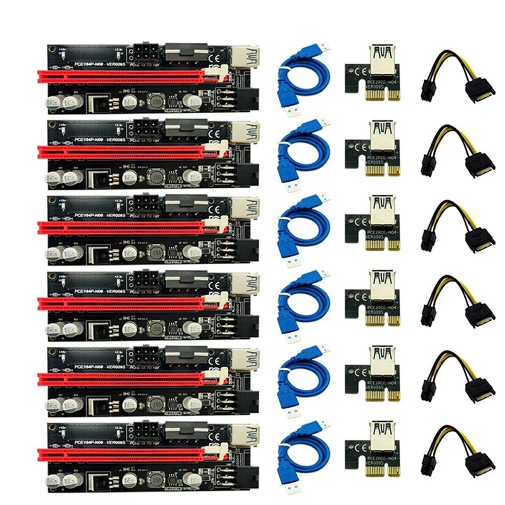 Thẻ Mở Rộng GIOVANNI 6Pin VER 009S PCI-E 1X Sang 16X Miner 15Pin Đến 6 Pin LED PCIE USB 3.0 PCI Express/ Nhiều Màu Sắc