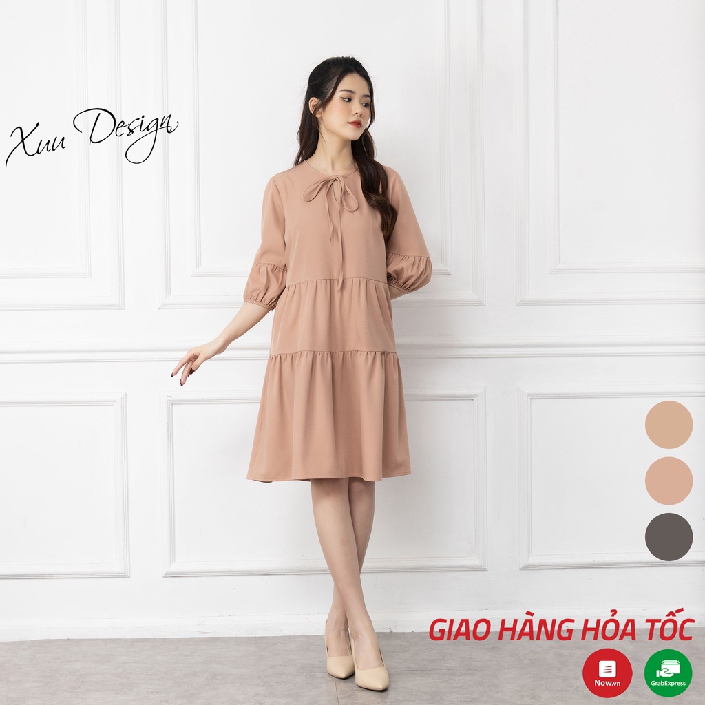 Đầm babydoll XUU tay lỡ, thiết kế phối tầng dáng suông Xuu Design V03 | BigBuy360 - bigbuy360.vn