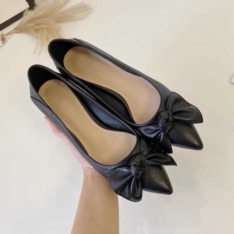 Giày Búp Bê Nữ Nơ To Mũi Nhọn Xinh Xắn A82