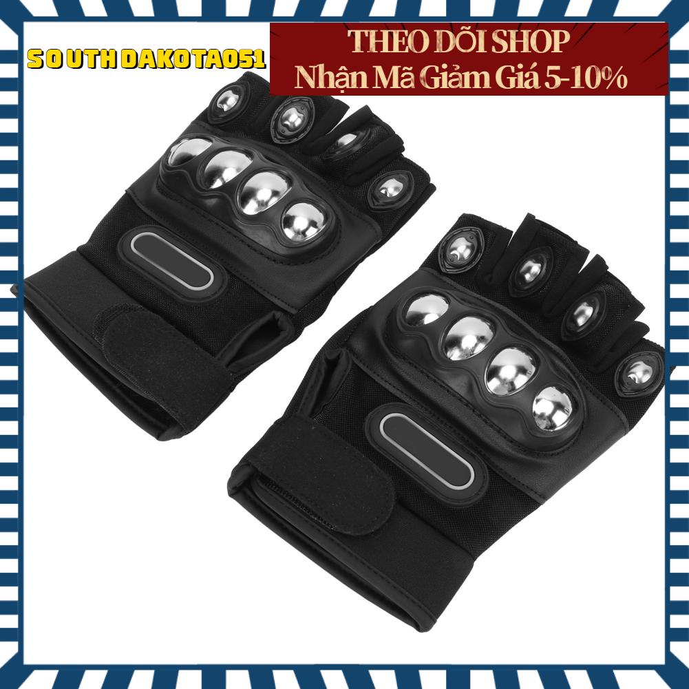 Southdakota051 2 cái Găng tay đi xe đạp Màu đen Thoáng khí Nửa ngón Nylon có thể điều chỉnh được công thái học cho ngoài trời Một kích thước