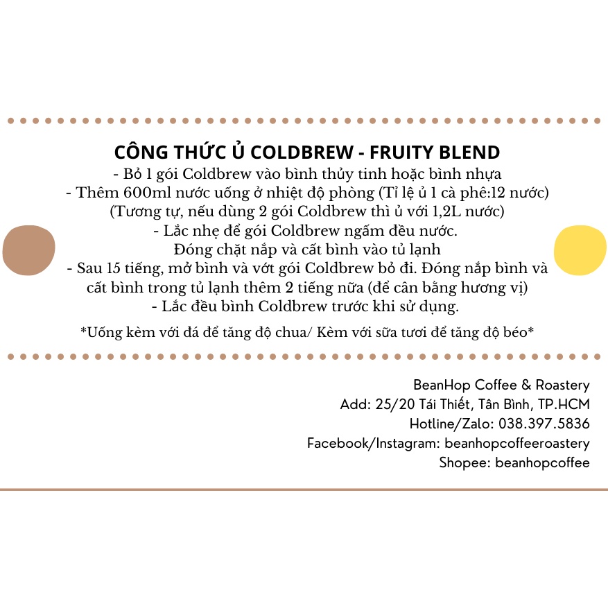Cà Phê Coldbrew Túi Lọc 100% Arabica - Set 200GR
