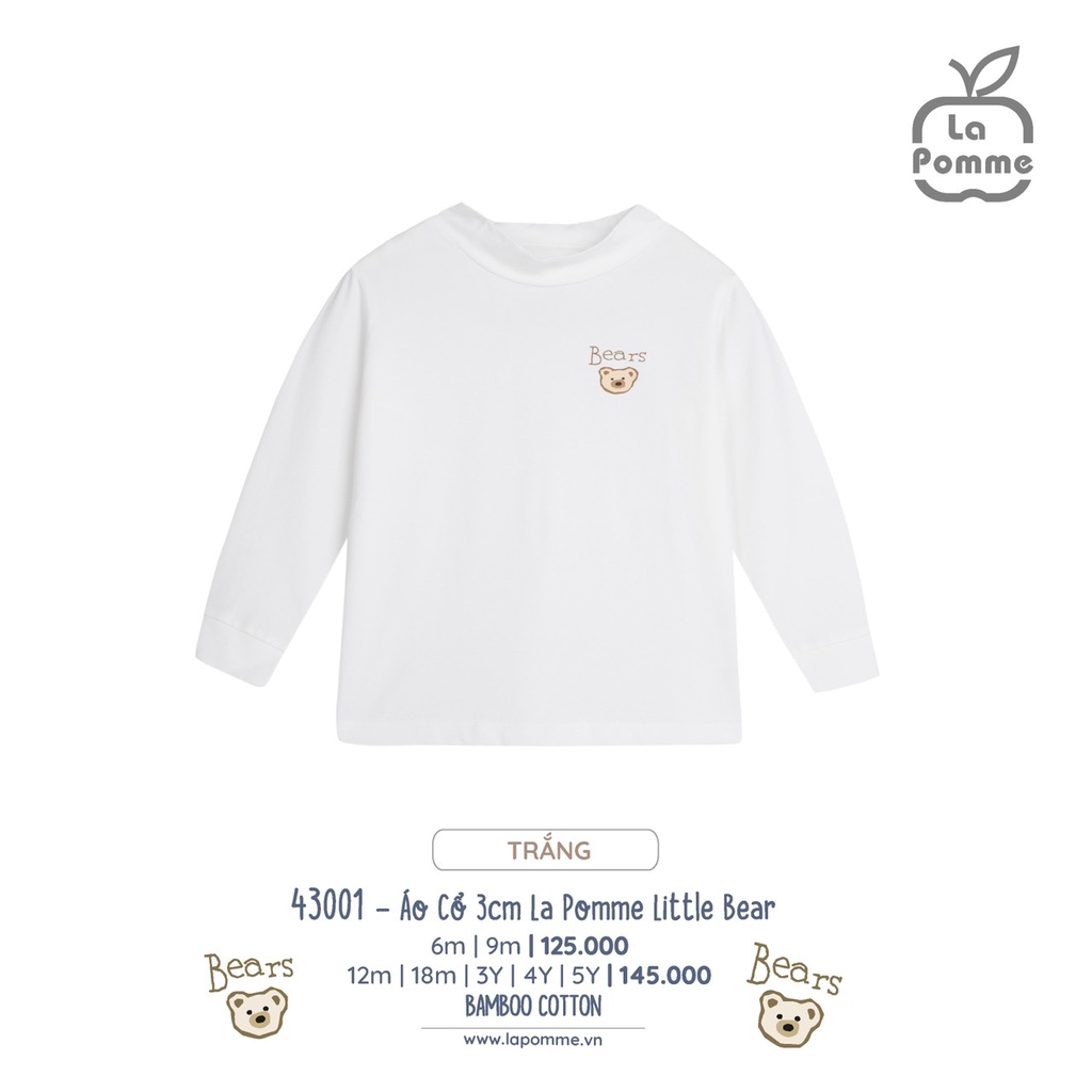 Áo giữ nhiệt cổ 3 phân Little Bear La pomme mềm mịn dễ thương dành cho bé trai bé gái cao cấp