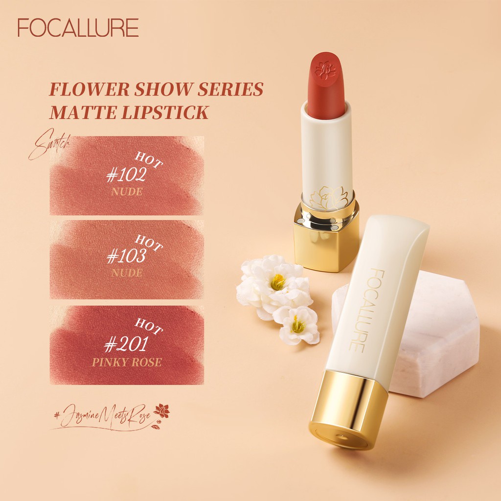 Son môi FOCALLURE Jasmine Meets Rose mịn mượt sắc tố cao chống thấm nước lâu trôi 30g