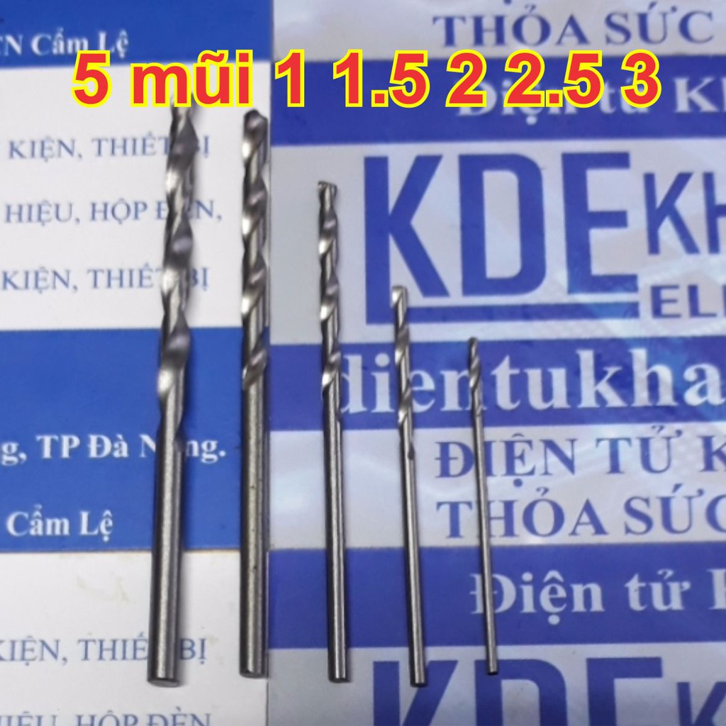 Combo 10 mũi khoan thép dùng khoan mạch... HSS 1mm/1.5mm/2mm/2.5mm/3mm, mỗi kích thước 2 mũi kde4633