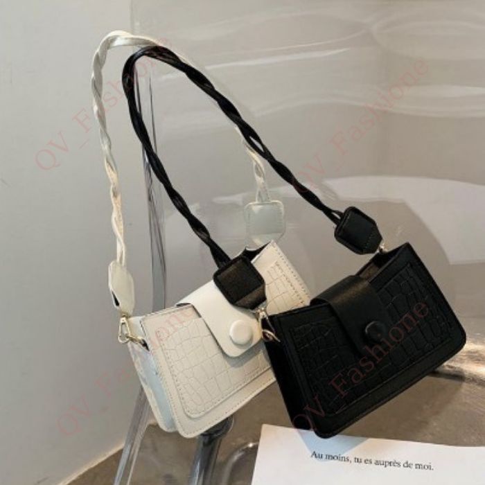 Túi xách nữ da đẹp sang trọng, Túi đeo chéo nữ đi chơi đẹp phối quai da xoắn - QV Fashion
