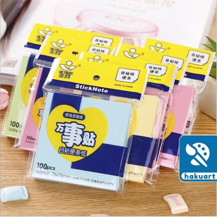 [Mã LIFEB04ALL giảm 10% tối đa 15K đơn 0Đ] Tập 100 Giấy Ghi Chú, Stick Note Dán Ghi Nhớ 4 Màu - Văn Phòng Phẩm Haku