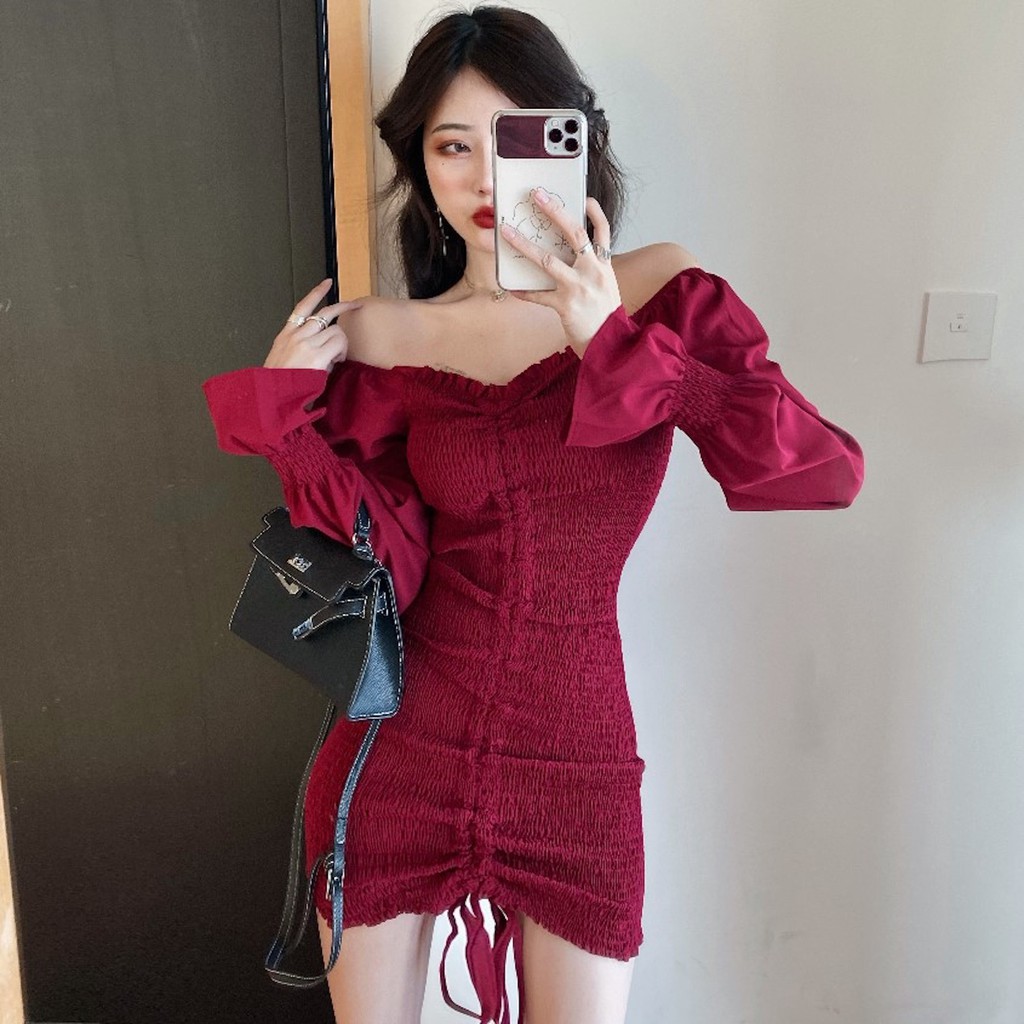 Đầm dáng ôm trễ vai Emilyshop ulzzang