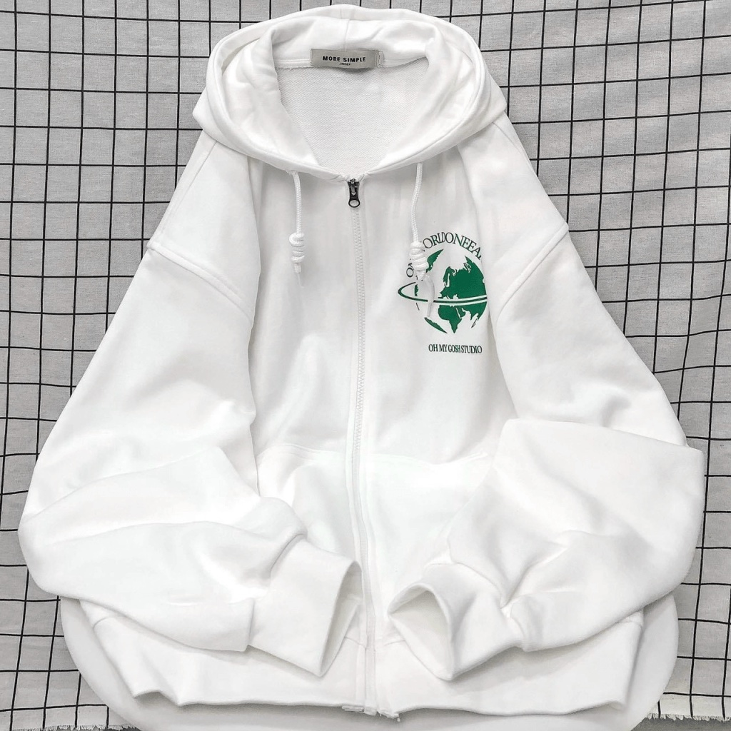 Áo Khoác Nỉ Nữ Dây Khóa Kéo Phối Hình In Sịn Sò Nón 2 Lớp Form Rộng Che Nắng Tốt Mặc Thoải Mái [NEW UNISEX]