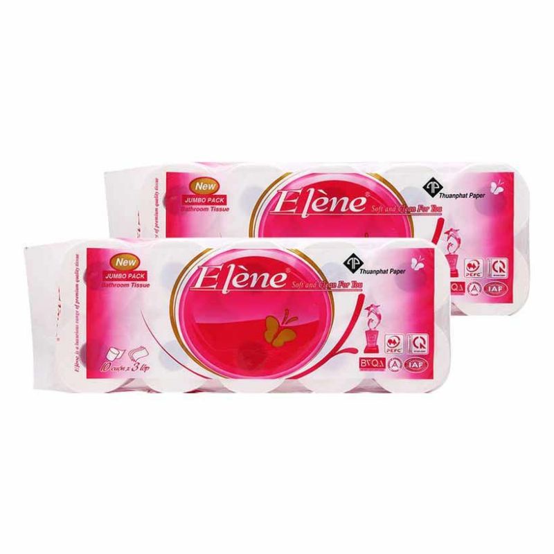 [Combo 2 bịch] Giấy vệ sinh elene bịch 10 cuộn 3 lớp giấy siêu dai bịch 1,6kg