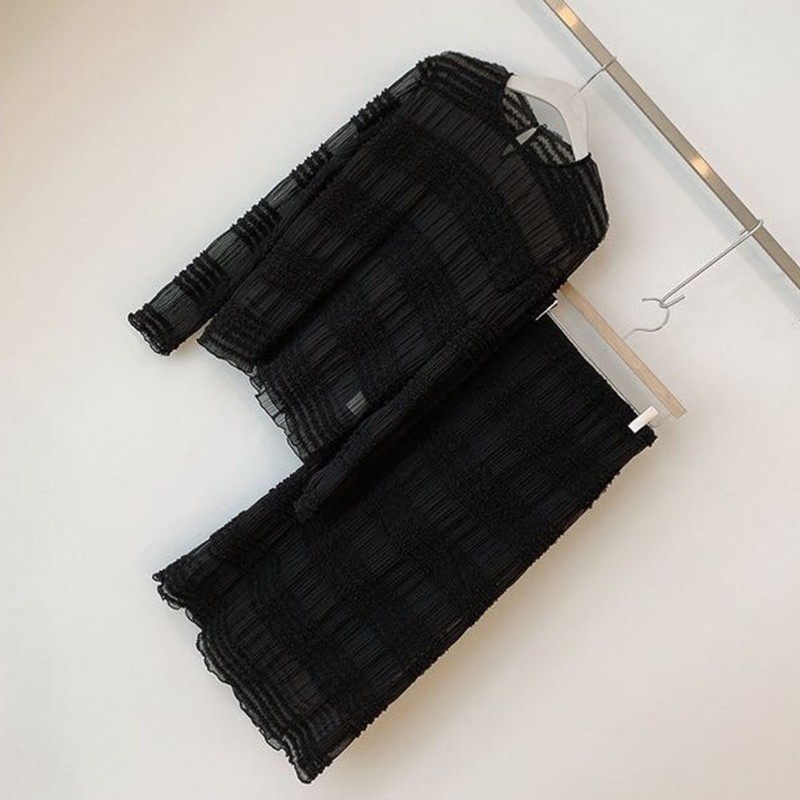 Set Áo Thun Ngắn Tay + Chân Váy Dài Lưng Cao Thời Trang Hàn Cho Nữ