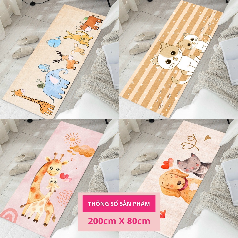 Thảm trải chân giường, thảm bali trang trí chân giường phòng ngủ kích thước 2mx80cm cao cấp