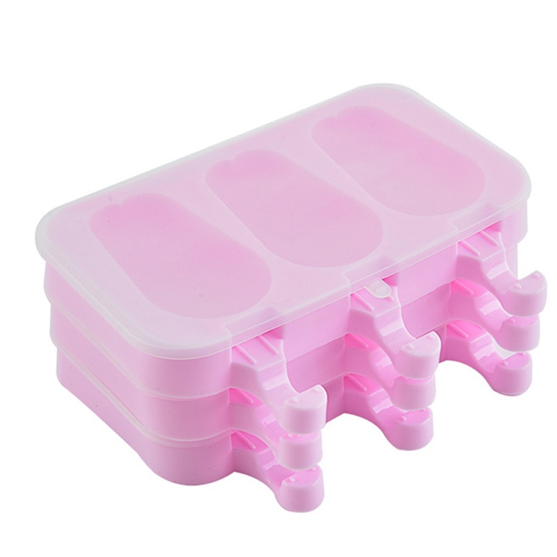 Set 2 Khuôn Silicone Làm Kem / Bánh Tráng Miệng DIY Sáng Tạo Có Nắp Đậy