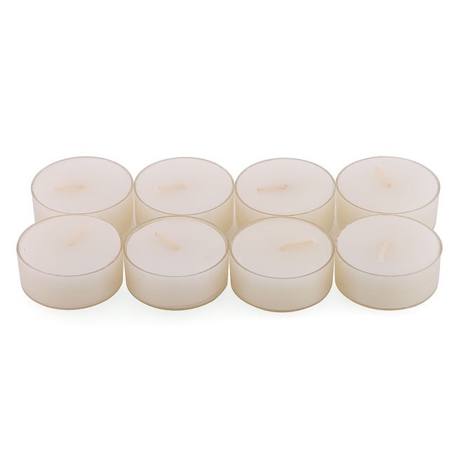 Hộp 8 nến tealight thơm đế nhựa Miss Candle FTRAMART NQM2059 (Kem, Hương vani)